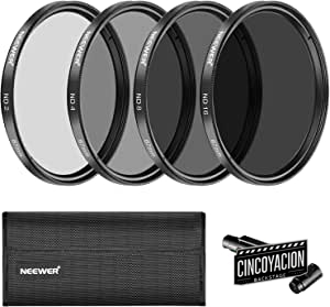 Neewer 67MM Filtro Densidad Neutra ND2 ND4 ND8 ND16 y Kit Accesorios para Canon Rebel T5i T4i T3i T2i, EOS 700D 650D 600D 550D 70D 60D 7D DSLR,Pluma Lente,Bolsa Filtro